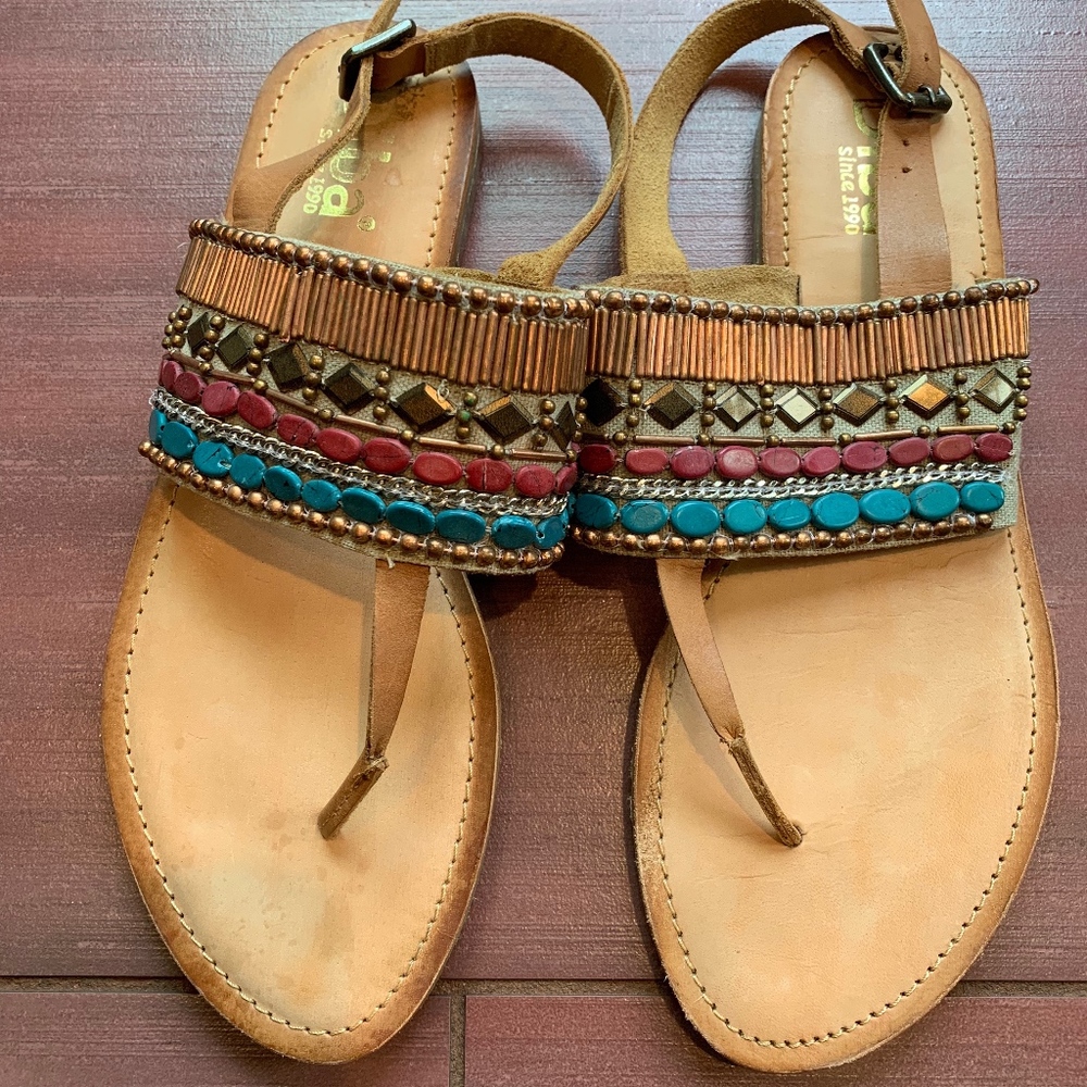 Beaded leather Diba sandals